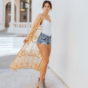 Dreamy gold lace kimono